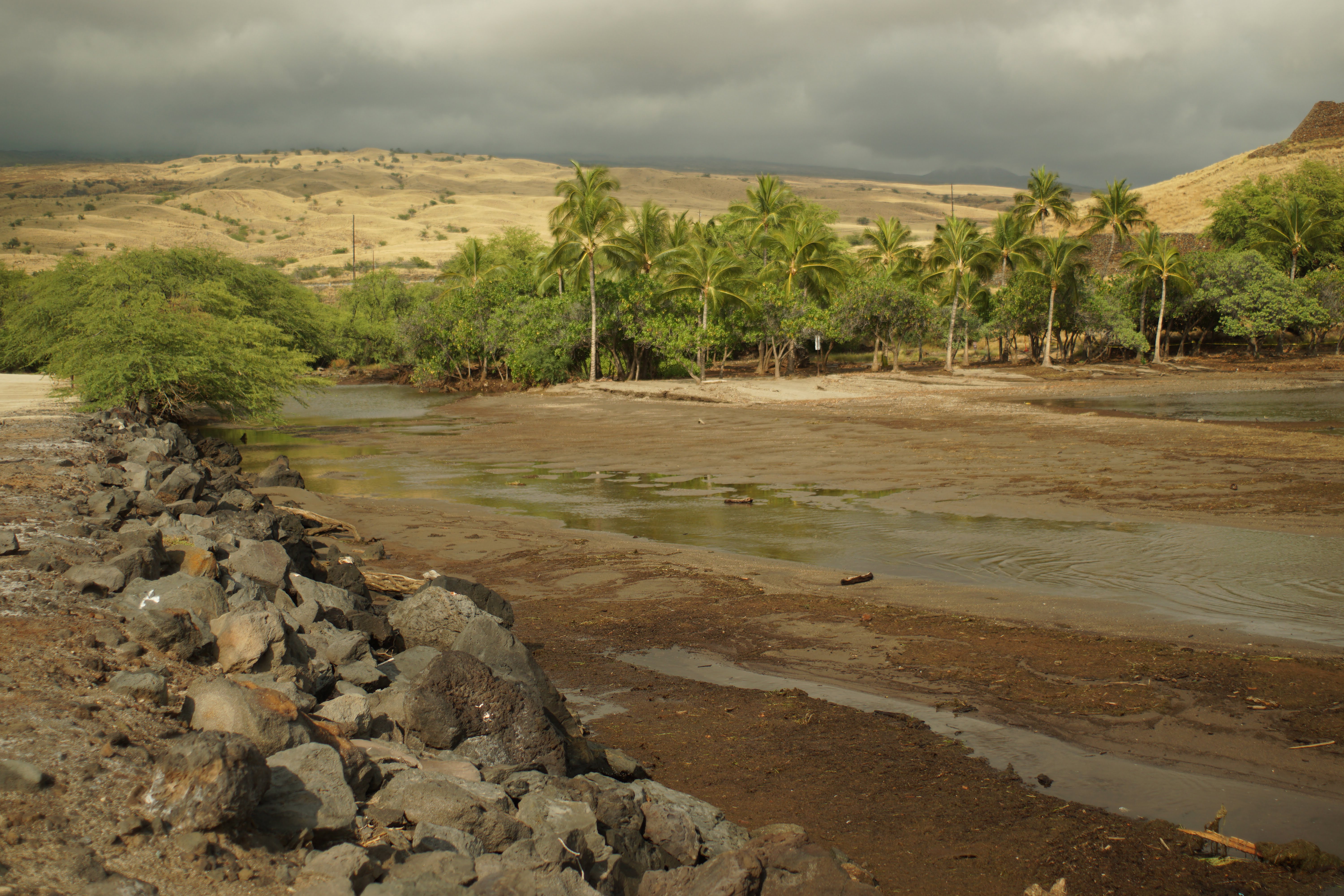 Flash flood left sediment in Pelekane Bay